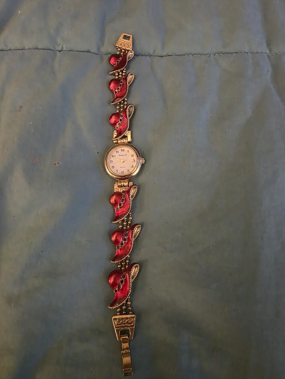 Vintage Jennie B Red Hat Society Enamel Watch